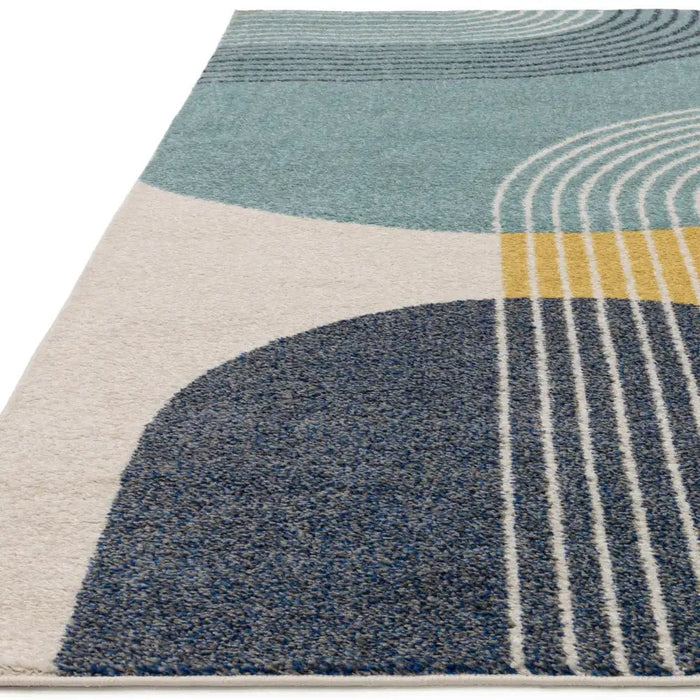 muse blue retro rug mu15 — Woven Rugs