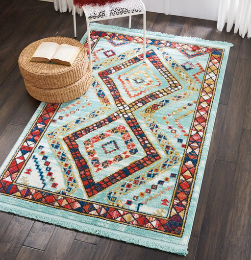 Nourison Rugs Navajo Nourison NAV02 Aqua - Woven Rugs