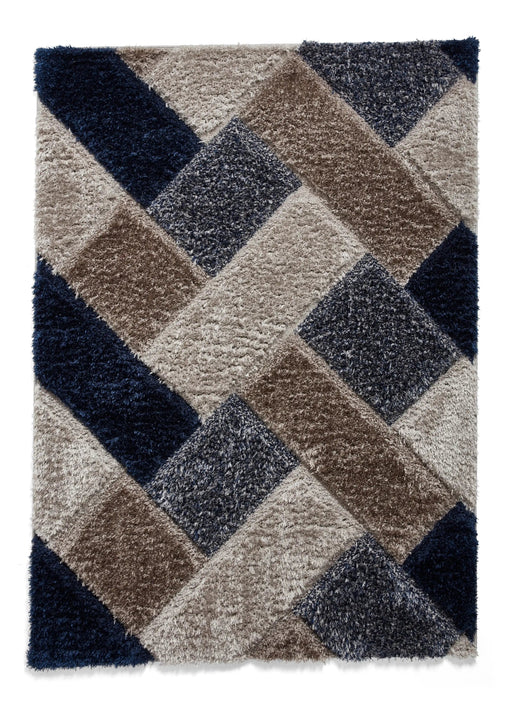 Think Rugs Rugs Rectangle / 80 x 150cm Olympia 2239 Grey Navy 5056331406030 - Woven Rugs