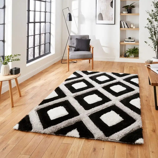 Think Rugs Rugs Olympia GR224 Black White - Woven Rugs