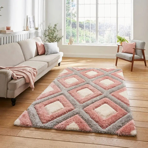 Think Rugs Rugs Olympia GR224 Grey Pink - Woven Rugs