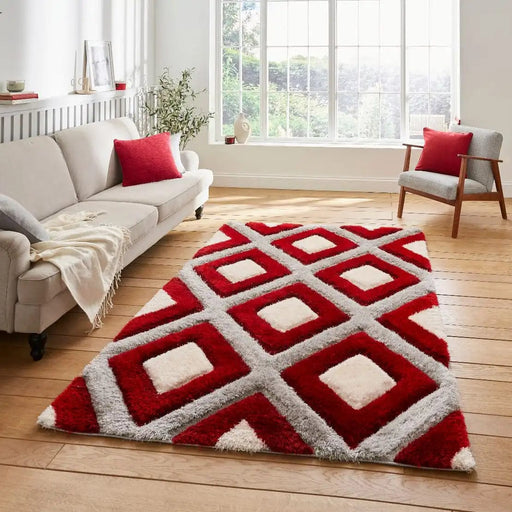 Think Rugs Rugs Olympia GR224 Grey Red - Woven Rugs