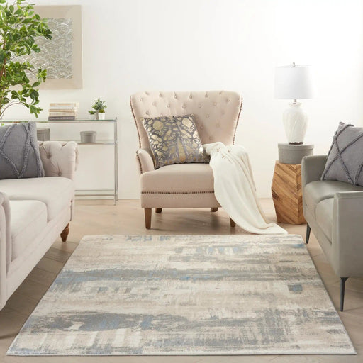 Nourison Rugs Solace SLA07 Ivory Grey Blue - Woven Rugs