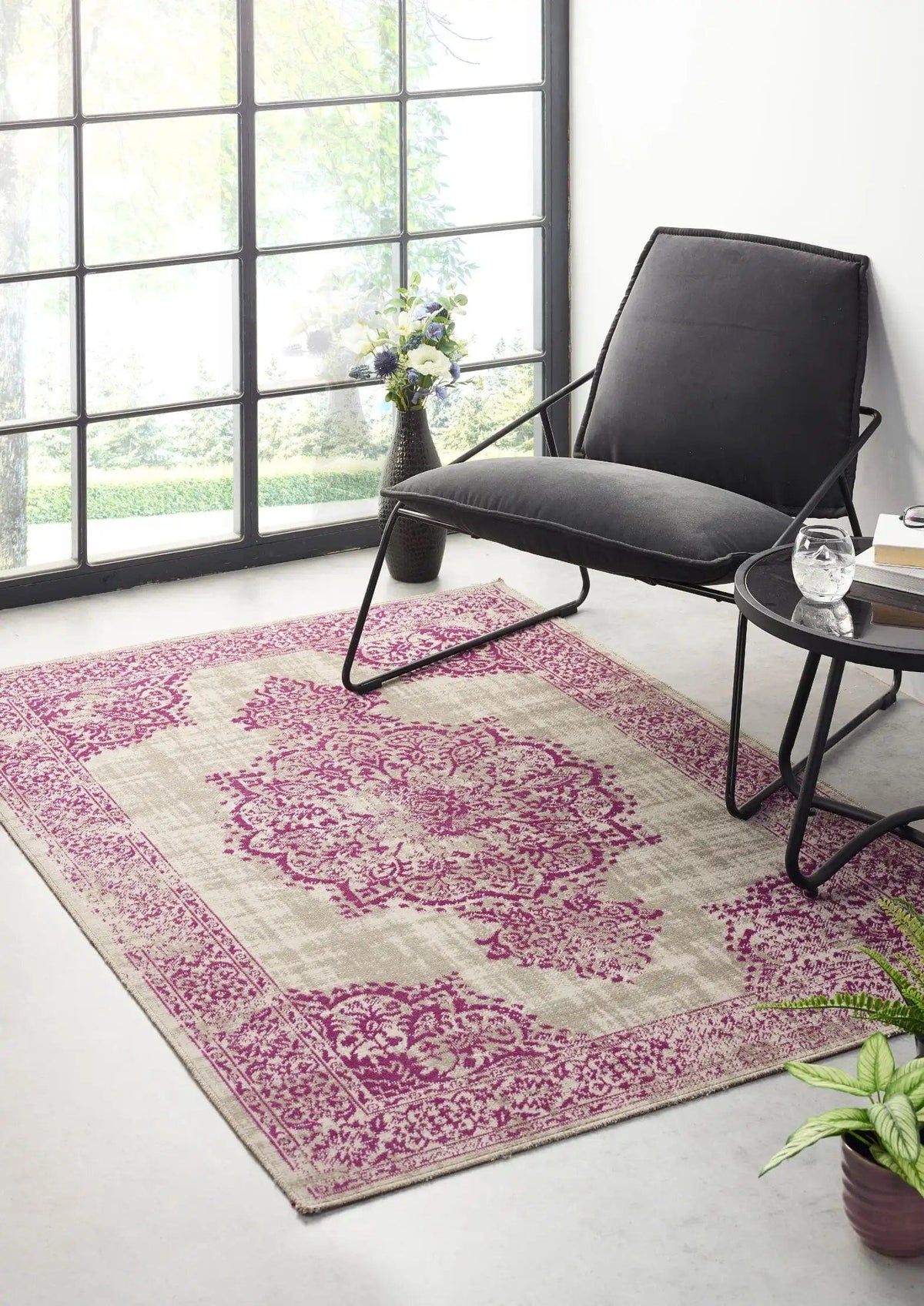 Raspberry Swirl Rug Saville Grey Raspberry — Woven Rugs