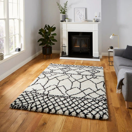 Think Rugs Rugs Scandi Berber G276 White Black - Woven Rugs