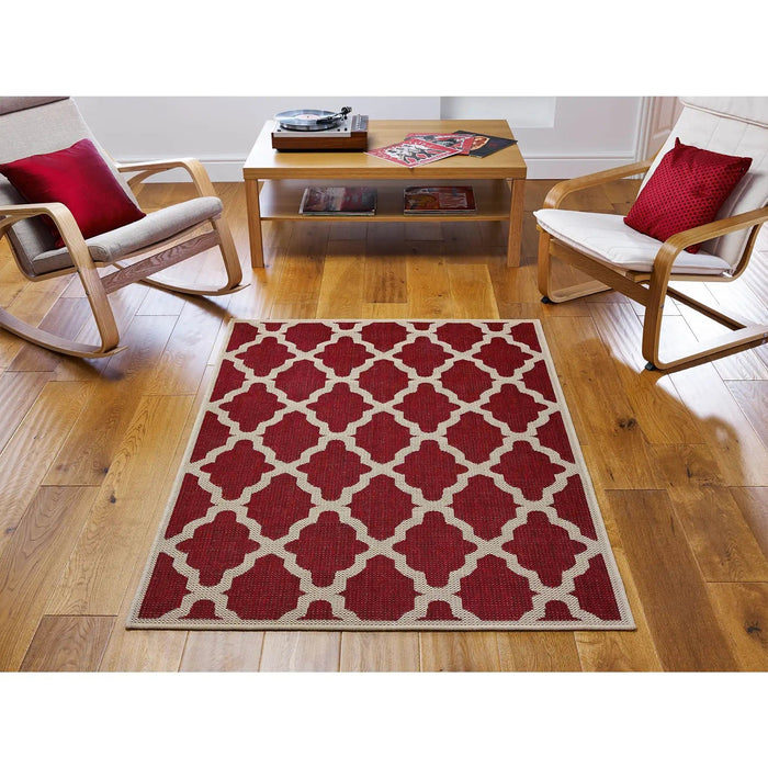 Red Woven Rug Moda Flatweave Trellis Red — Woven Rugs