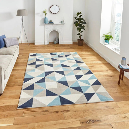 Think Rugs Rugs Vancouver 18214 Beige/ Blue - Woven Rugs