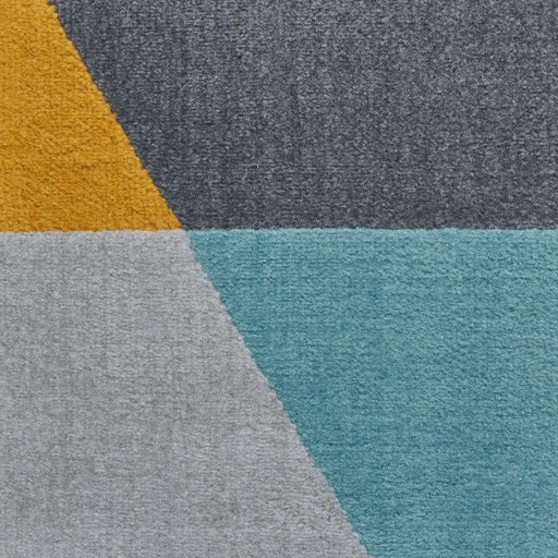 Think Rugs Rugs 120 x 170cm Vancouver 18487 Grey/ Blue/ Yellow 5056331401998 - Woven Rugs