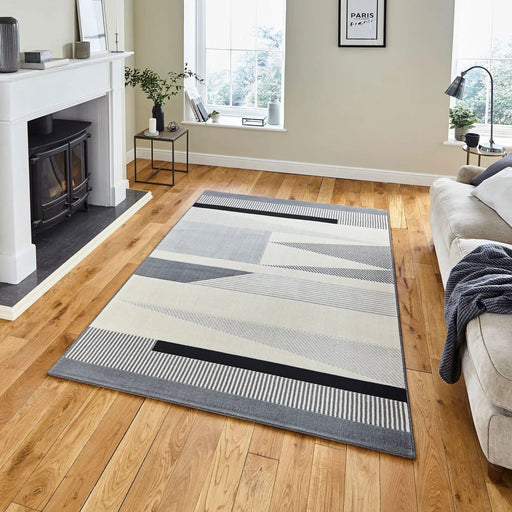 Think Rugs Rugs Vancouver 18488 Grey/ Black - Woven Rugs