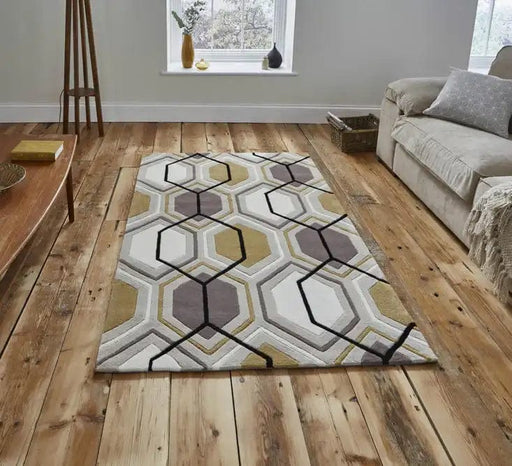 Think Rugs Rugs HK 7526 Beige Yellow - Woven Rugs