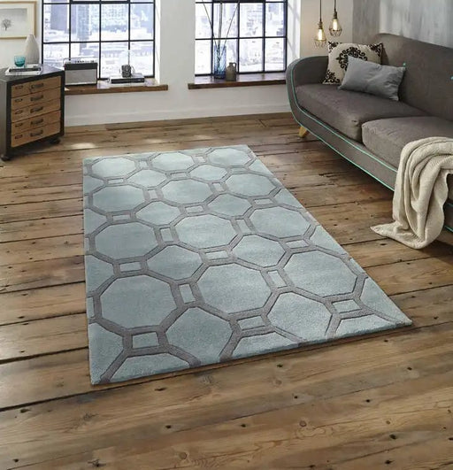 Think Rugs Rugs Rectangle / 90 x 150cm Noble House 4338 Blue Grey 5060155936680 - Woven Rugs