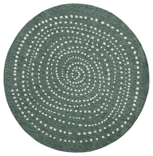 RugsDirect Online Plain/Nearly Plain Twin Reversible Circles Indoor Outdoor 103111 Green Cream Rug - Woven Rugs