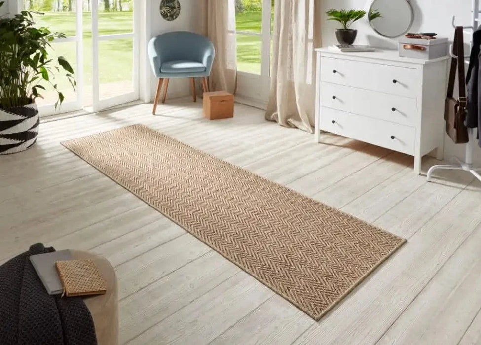 Beige Textured Runner Rug Nature Runners 104267 Beige Terra Rug — Woven Rugs