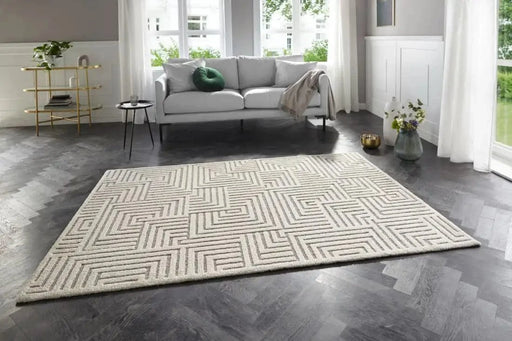 RugsDirect Online Plain/Nearly Plain New York Hans 105093 Cream Grey Rug - Woven Rugs