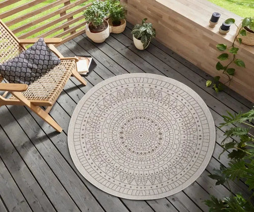 RugsDirect Online Plain/Nearly Plain Twin Reversible Circles Indoor Outdoor 105475 Linen Rug - Woven Rugs