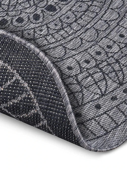 RugsDirect Online Plain/Nearly Plain Twin Reversible Circles Indoor Outdoor 105476 Night Silver Rug - Woven Rugs