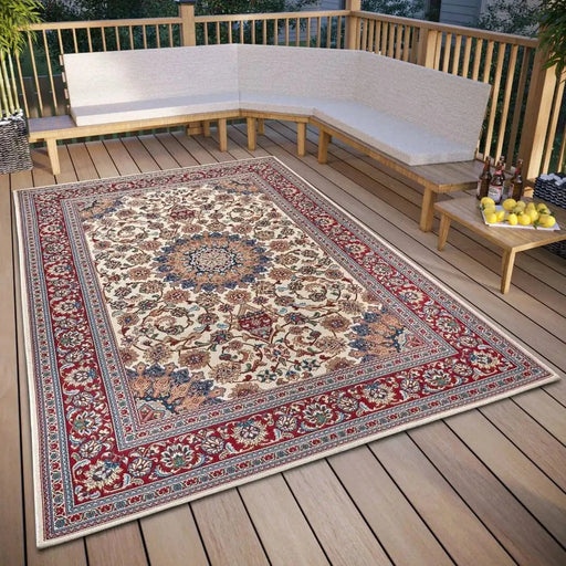 RugsDirect Online Traditional Flair Orient Indoor Outdoor 105714 Cream Red Rug - Woven Rugs