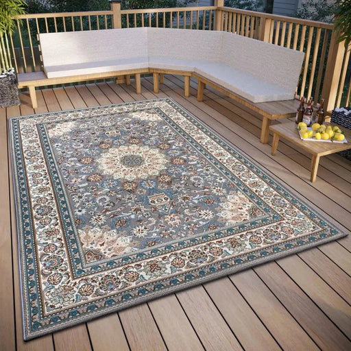 RugsDirect Online Traditional Flair Orient Indoor Outdoor 105715 Grey Cream Rug - Woven Rugs