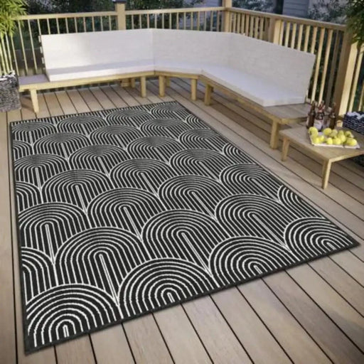 RugsDirect Online Plain/Nearly Plain Pangli Reversible Indoor Outdoor 105852 Black Rug - Woven Rugs
