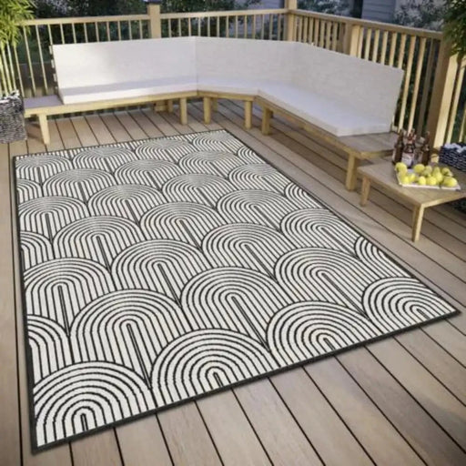 RugsDirect Online Plain/Nearly Plain Pangli Reversible Indoor Outdoor 105852 Black Rug - Woven Rugs