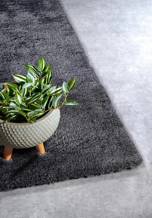 RugsDirect Online Plain/Nearly Plain Myk 106114 Dark Grey Rug - Woven Rugs