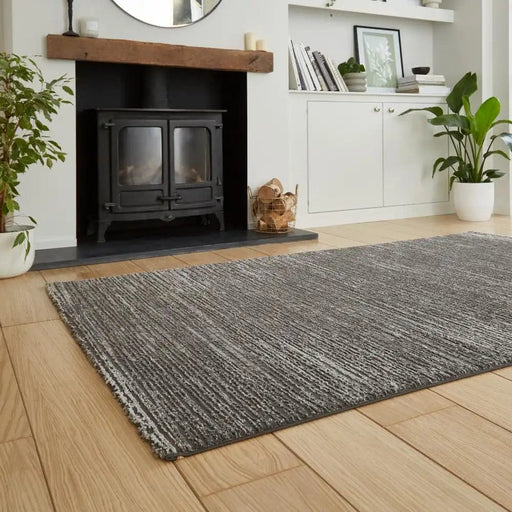 Think Rugs Rugs Flores Washable by Think 1930 Charcoal - Woven Rugs