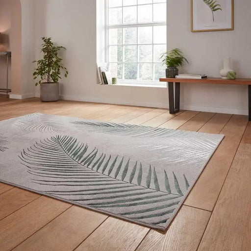 Think Rugs Rugs Creation 50051 Botanical Rugs in Grey Green - Woven Rugs