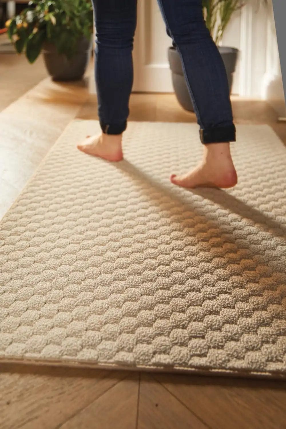 Sculptured Washable Basket Honeycomb Ivory — Woven Rugs