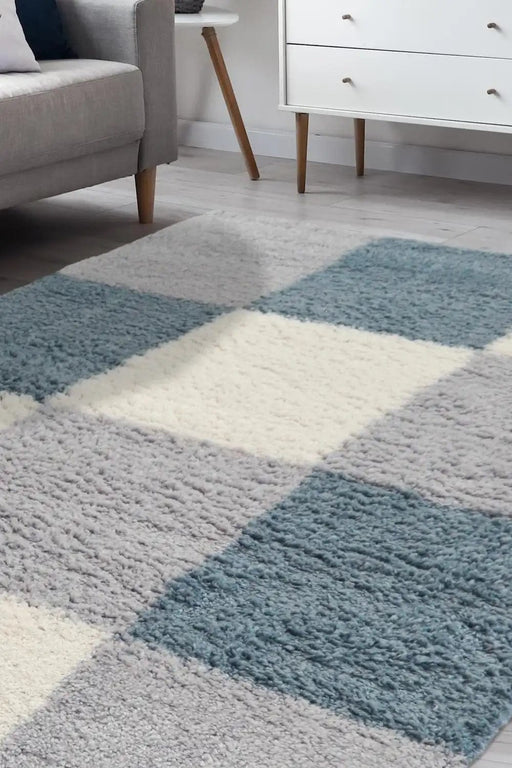 Homemaker Rugs Snug Melrose BLOCKS DUCK EGG - Woven Rugs