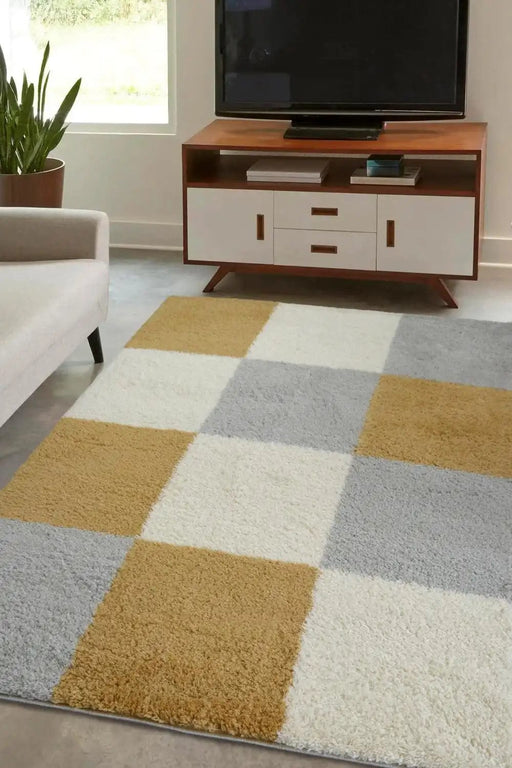 Homemaker Rugs Snug Melrose BLOCKS OCHRE - Woven Rugs