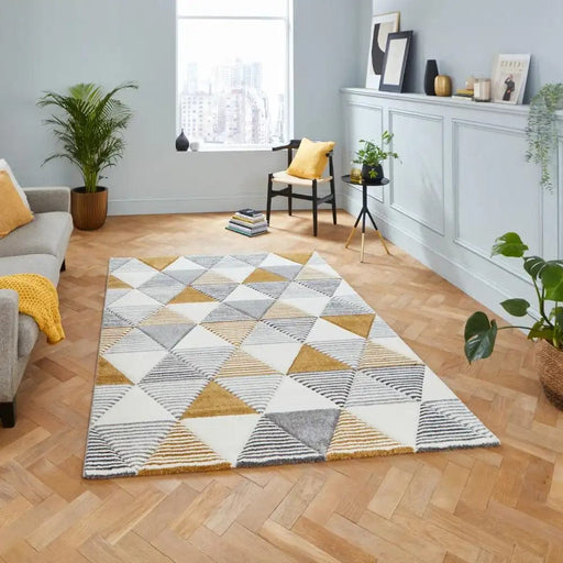 Think Rugs Rugs Brooklyn BRK15 Grey Yellow - Woven Rugs