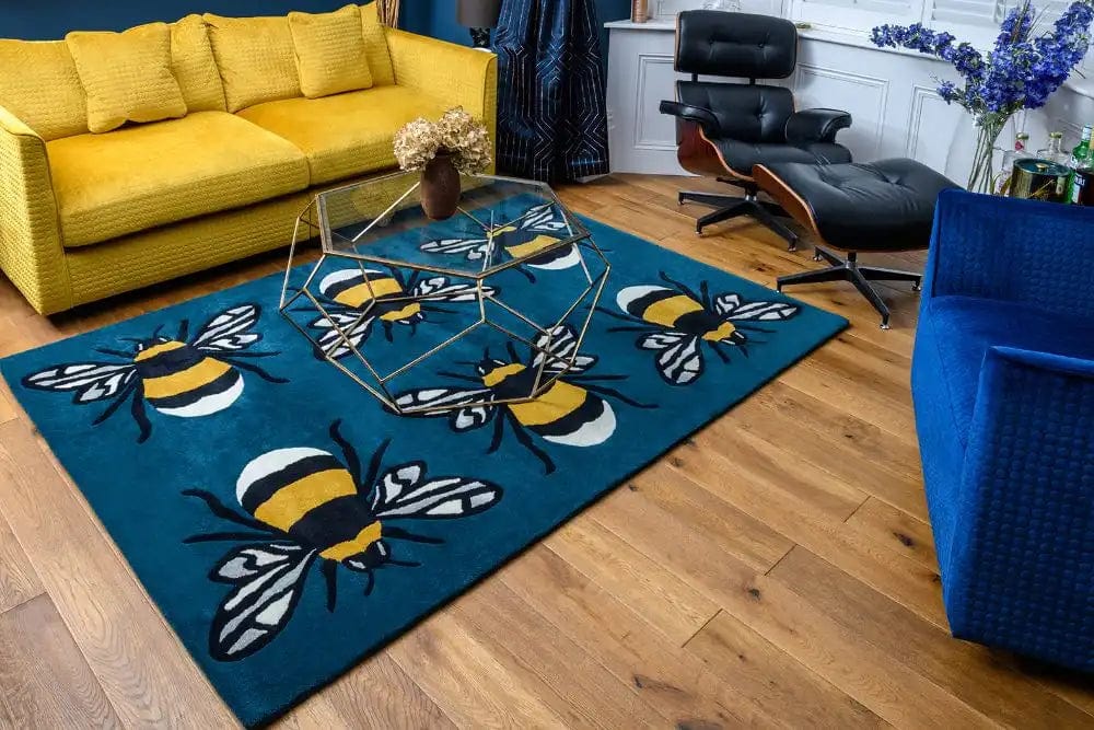 Square Bee Rug Natural World Bumble Bee — Woven Rugs