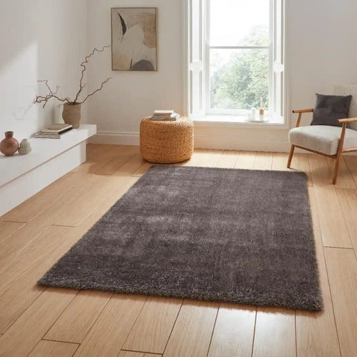 Think Rugs Rugs Lux Shaggy Charcoal - Woven Rugs