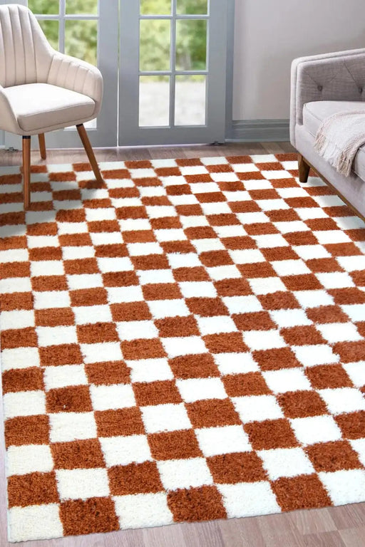 Homemaker Rugs Snug Melrose CHECKS TERRACOTTA - Woven Rugs