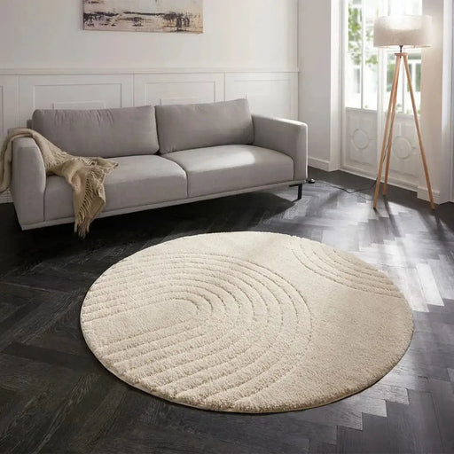RugsDirect Online Modern 160cm x 160cm Circle Norwalk 105104 Fergus Cream Rug 4260731883266 - Woven Rugs