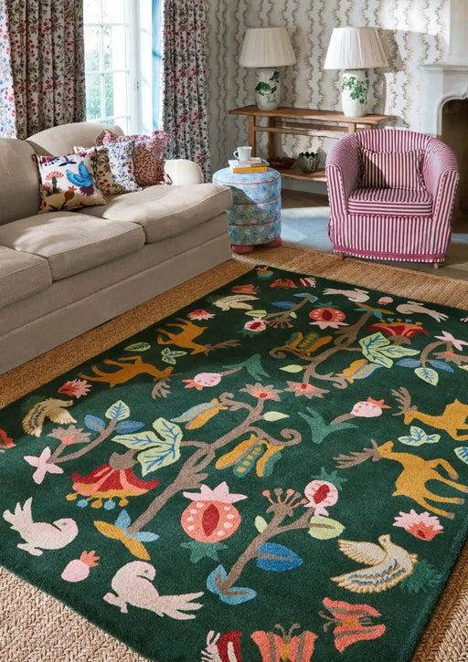 Sanderson Rugs Sanderson Forest of Dean Forest Green 146907 - Woven Rugs