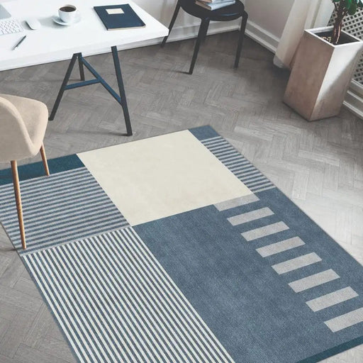 Likewise Matting Rugs Tokyo Geo Blocks Blue - Woven Rugs