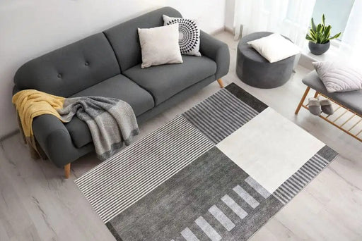 Likewise Matting Rugs Tokyo Geo Blocks Grey - Woven Rugs