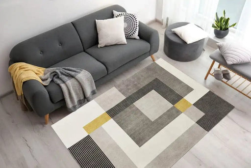 Likewise Matting Rugs Tokyo Geo Blocks Ochre/Grey - Woven Rugs