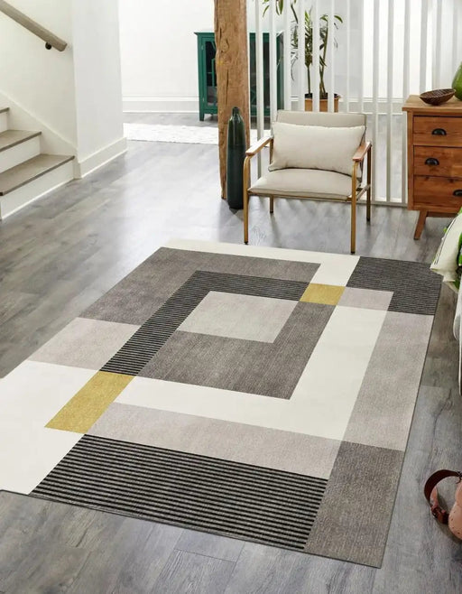 Likewise Matting Rugs Tokyo Geo Blocks Ochre/Grey - Woven Rugs