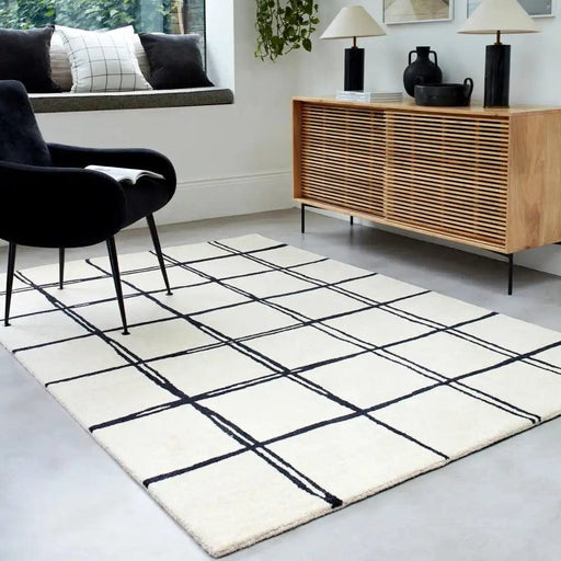 Asiatic Rugs Albany Asiatic Grid Monochrome - Woven Rugs