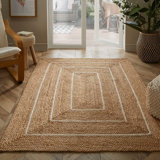 Esselle Rugs Rectangle / 120 x 170cm PRESTBURY NATURAL BORDER 5060623077259 - Woven Rugs