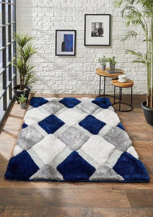 Origins Rugs 3D Geo Shaggy Navy - Woven Rugs