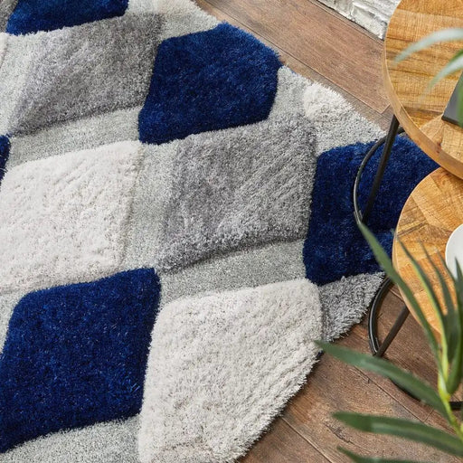 Origins Rugs 3D Geo Shaggy Navy - Woven Rugs