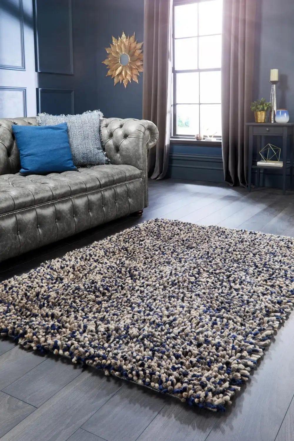 Rocks Shaggy Navy — Woven Rugs
