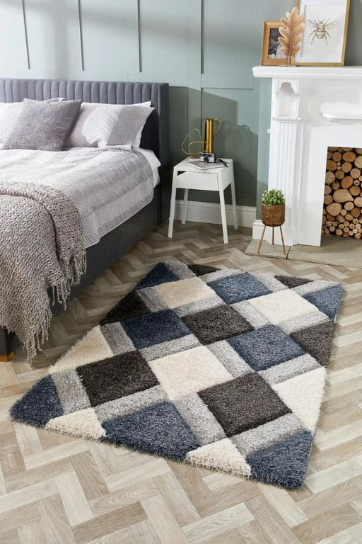 Origins Rugs 3D Geo Shaggy Petrol Blue - Woven Rugs