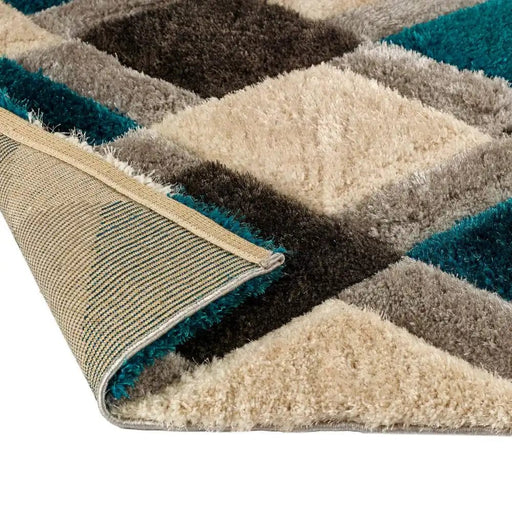 Origins Rugs 3D Geo Shaggy Teal - Woven Rugs