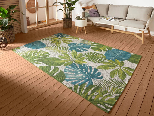 RugsDirect Online Funky Flair 105617 Tropical Leaves Turquoise Green Rug - Woven Rugs
