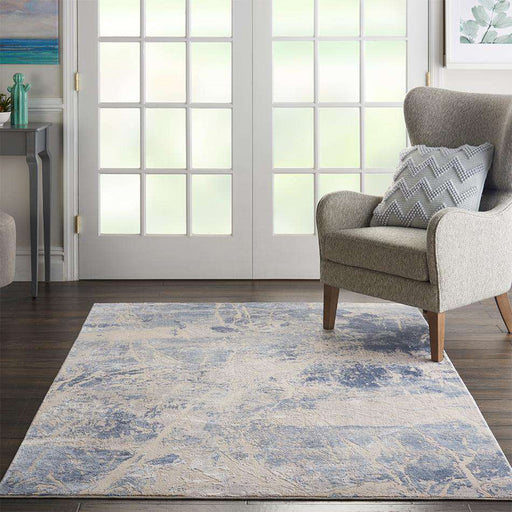 Nourison Rugs Silky Textures SLY02 Blue Cream - Woven Rugs