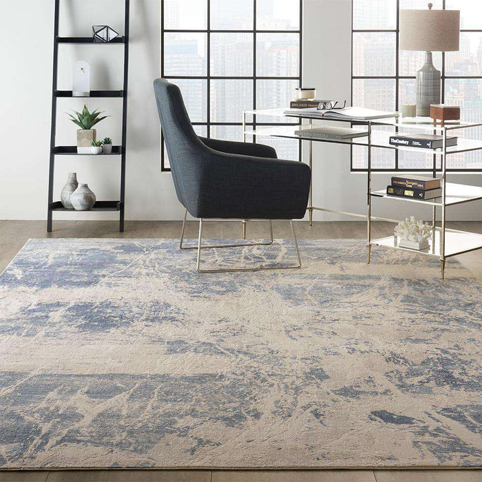 Nourison Rugs Silky Textures SLY02 Blue Cream - Woven Rugs
